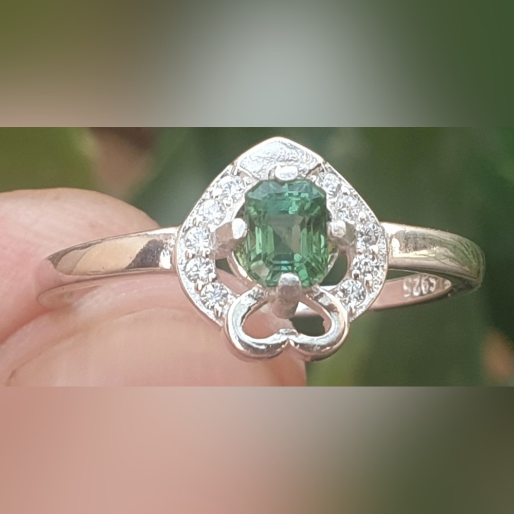 Natural Blue Tourmaline 925 Silver Ladies Ring